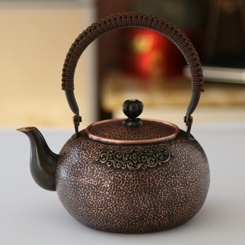 纯铜壶紫铜壶纯手工紫铜茶壶红茶具加厚烧水壶复古铜壶