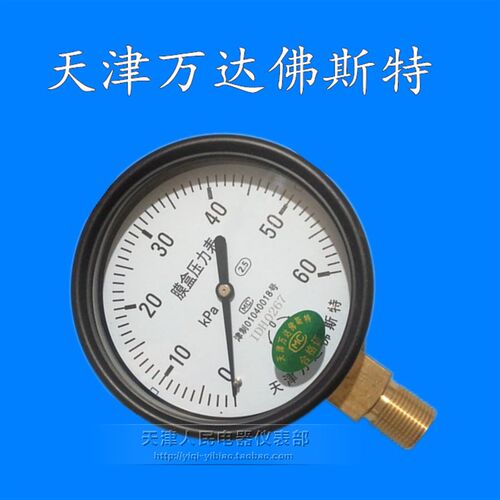 天津万达佛斯特径向YE100膜盒压力表微压 天然气膜合压力表千帕表