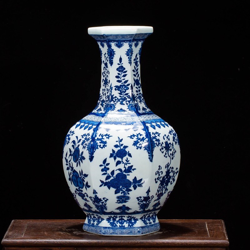 景德镇陶瓷器花瓶仿古青花大号插花器新中式客厅家居装饰品摆件高