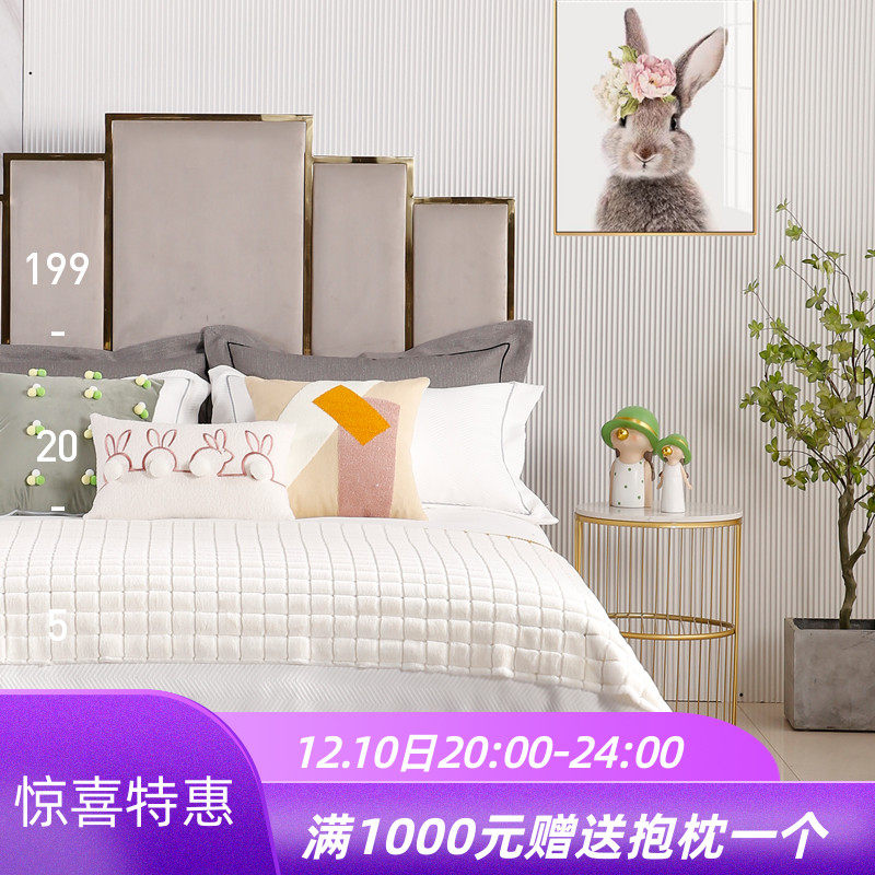 展厅样板间家具配套床品 儿童房女孩兔子卡通粉色公主多件套 毛球