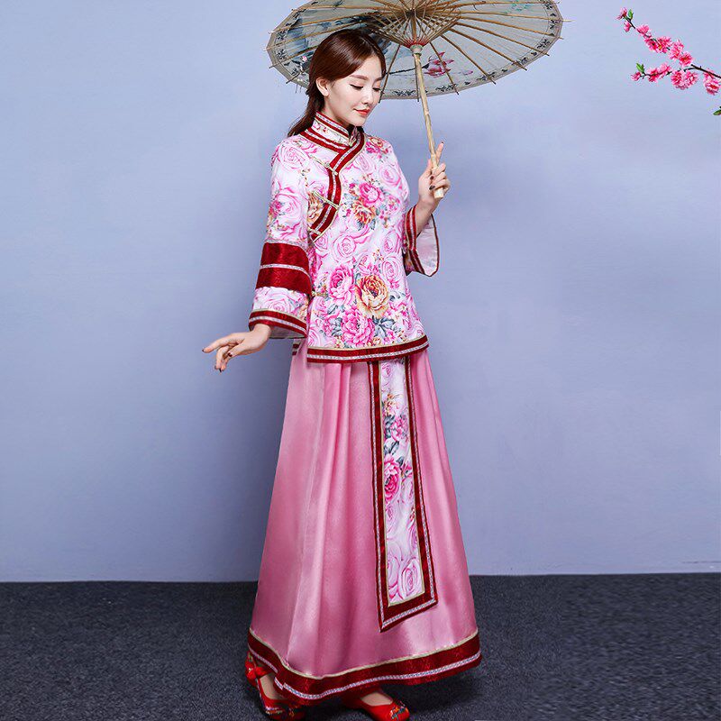 古装女喜娘媒婆服装中式改良伴娘服秀禾衣服主持人礼服民国演出服