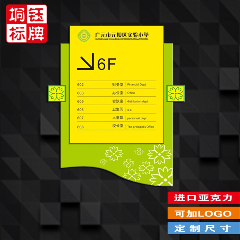 医院宾馆指示牌房间指向牌楼层索引牌楼层分布图导向牌亚克力定制
