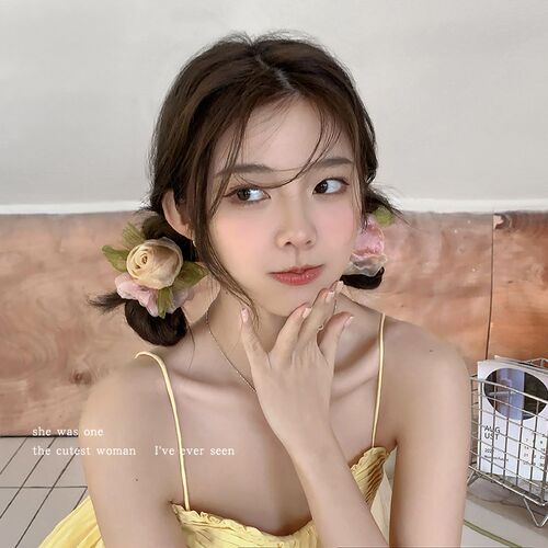 森系玫瑰花朵发绳女生扎马尾头头绳后脑勺盘头发发夹子头饰发饰夏