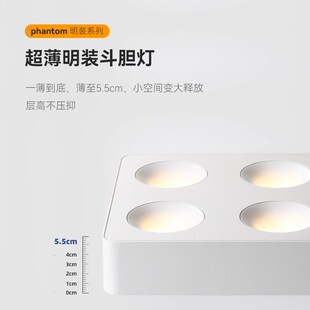 焦距照明无吊顶明装射灯超薄款四头方全光谱低蓝光护眼格栅斗胆灯
