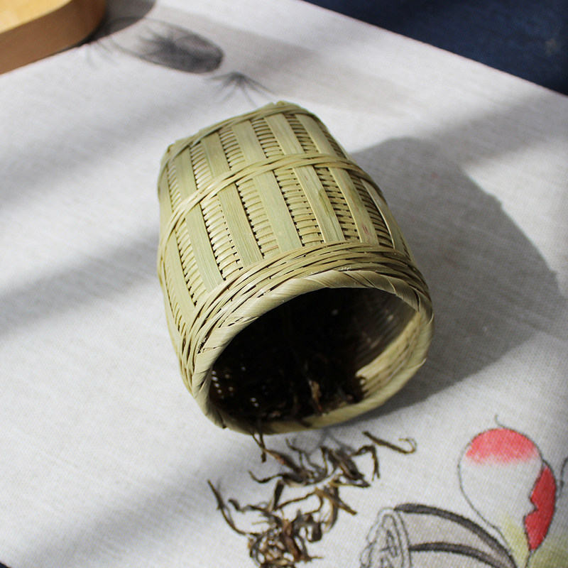 竹编迷你箩筐竹编制品编织细丝手工小竹篓滤茶器茶道创意把玩摆件
