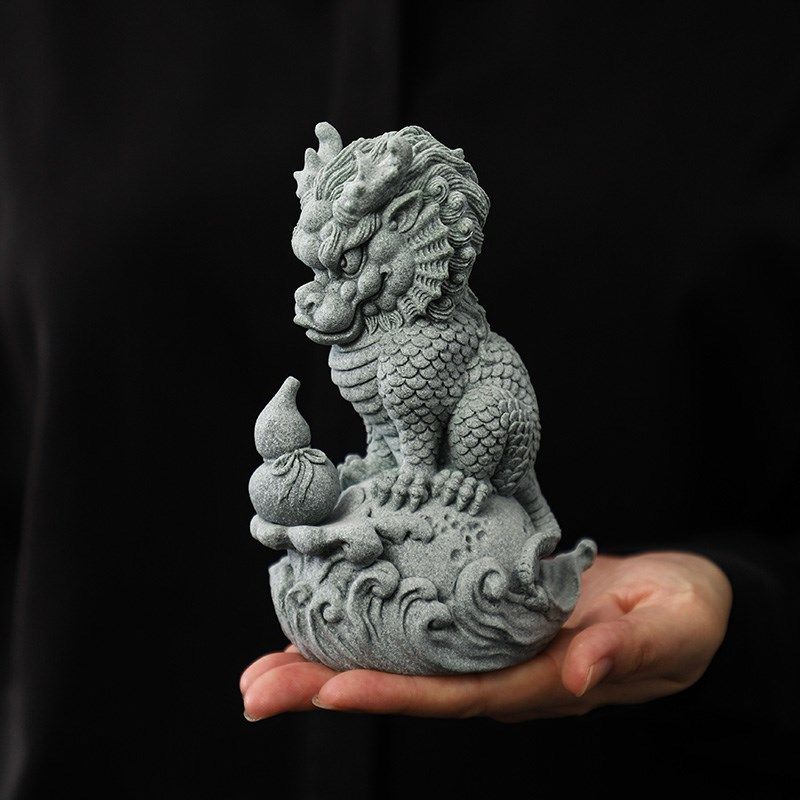 国风青砂石神兽动物茶宠小物件创意鱼缸造景装饰品摆件工艺品礼物