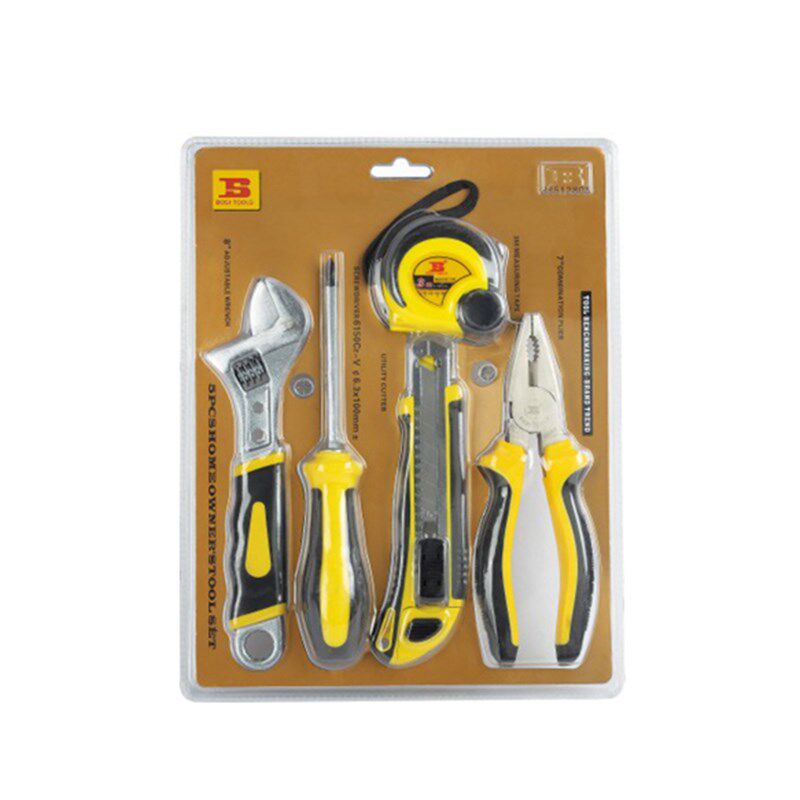 波斯工具 5件套家用套装工具螺丝刀扳手钢丝钳卷尺美工刀BS512805