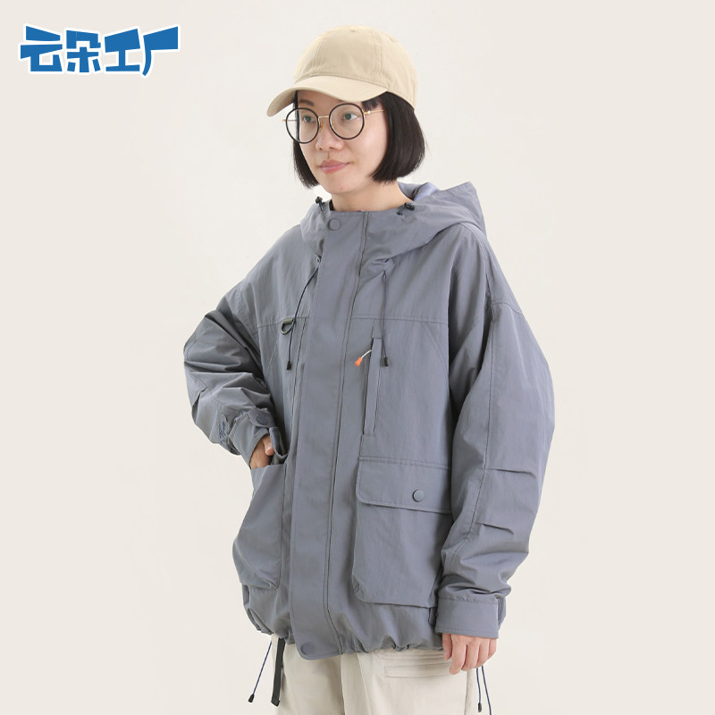 云朵工厂花学家多袋连帽风衣外套秋季新款宽松男女款夹克简约休闲