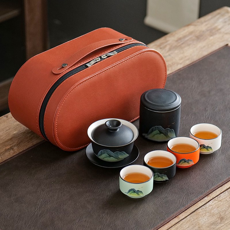 便携式家用随身户外泡茶器公司礼品定制旅行茶具套装茶杯盖碗小套