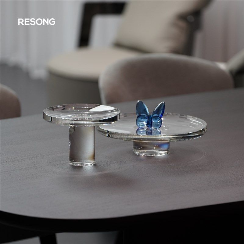 RESONG日诵家居 星光K9高透水晶果盘托盘 软装家居饰品