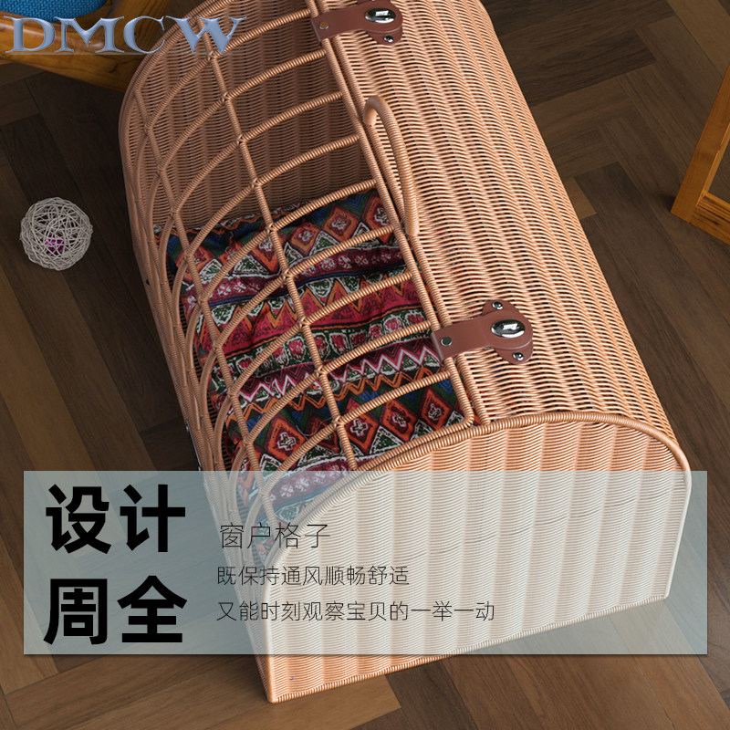 猫笼子外出便携手提猫咪藤编猫窝可拆门透气遛猫包封闭猫篮子猫屋