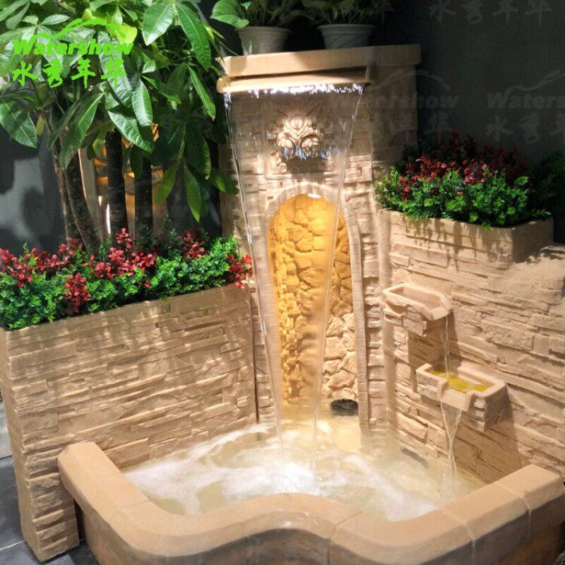 欧式喷泉鱼池狮子喷水花园雕塑摆件庭院装饰水景大型户外喷泉摆件