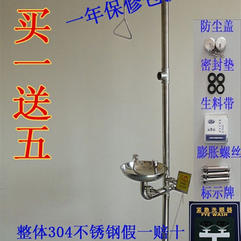 包邮全304不锈钢复合式紧急冲淋验厂洗眼器带踏板本尚厂家直销