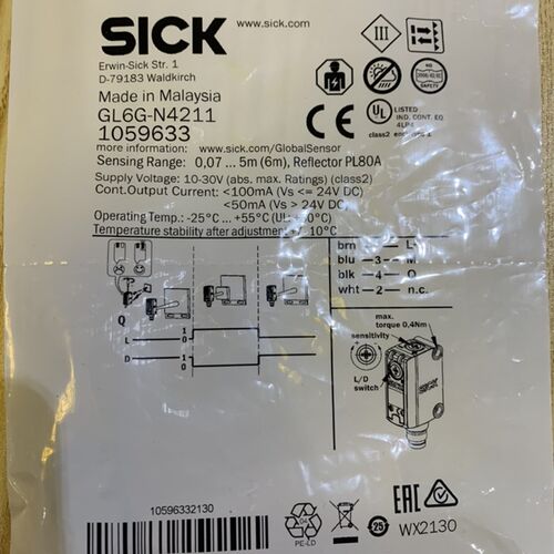 SICK西克光电传感器镜反GL6G-N4211原装全新正品支持售后