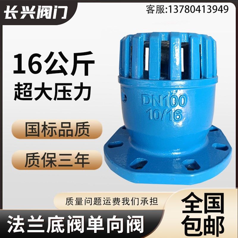法兰铸铁水泵单向止回底阀抽水泵吸水新型底阀门DN40 50 65 80100