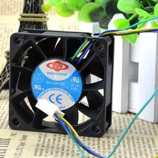 台湾正久6025 6CM 12V0.80A双滚珠暴力PWM控速四线风扇DF126025BU
