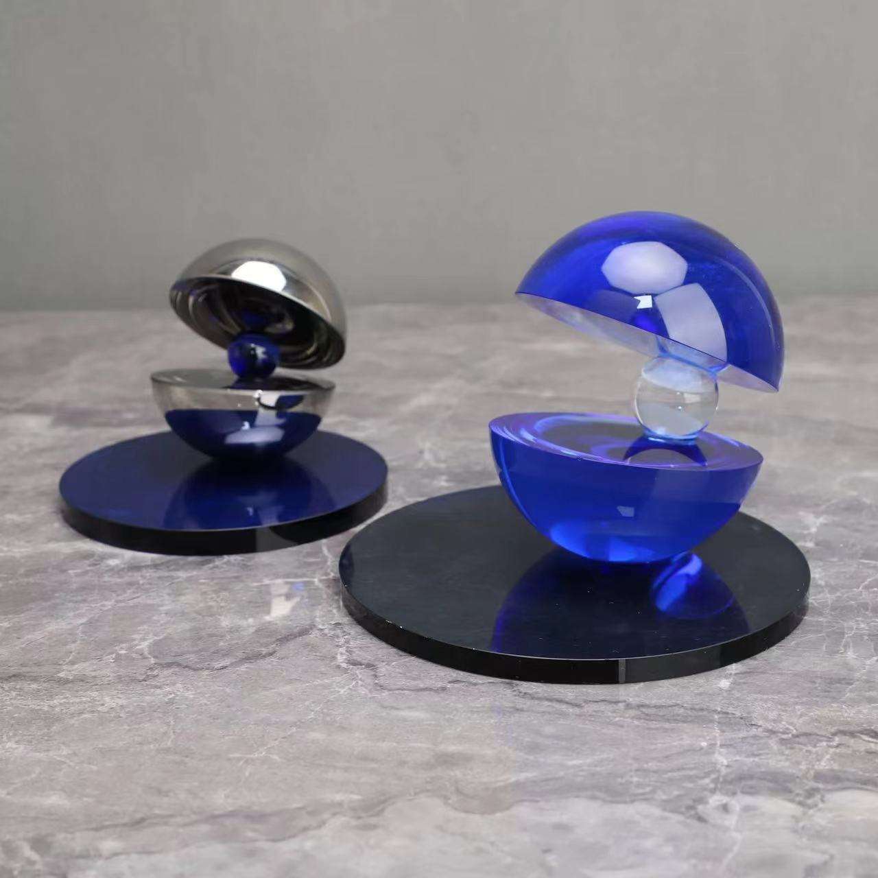 现代轻奢极简风格水晶开口摆件家具展厅样板房间售楼部软装饰品