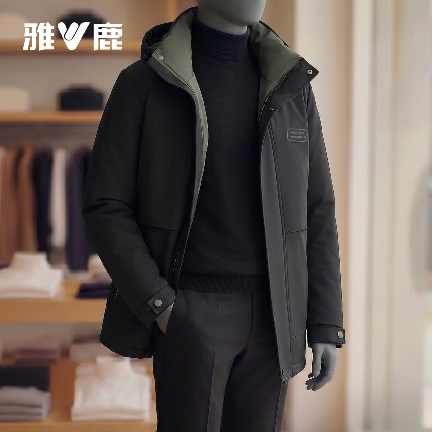 中年男士棉服加厚款休闲连帽可拆卸中老年爸爸装冬季棉衣保暖外套