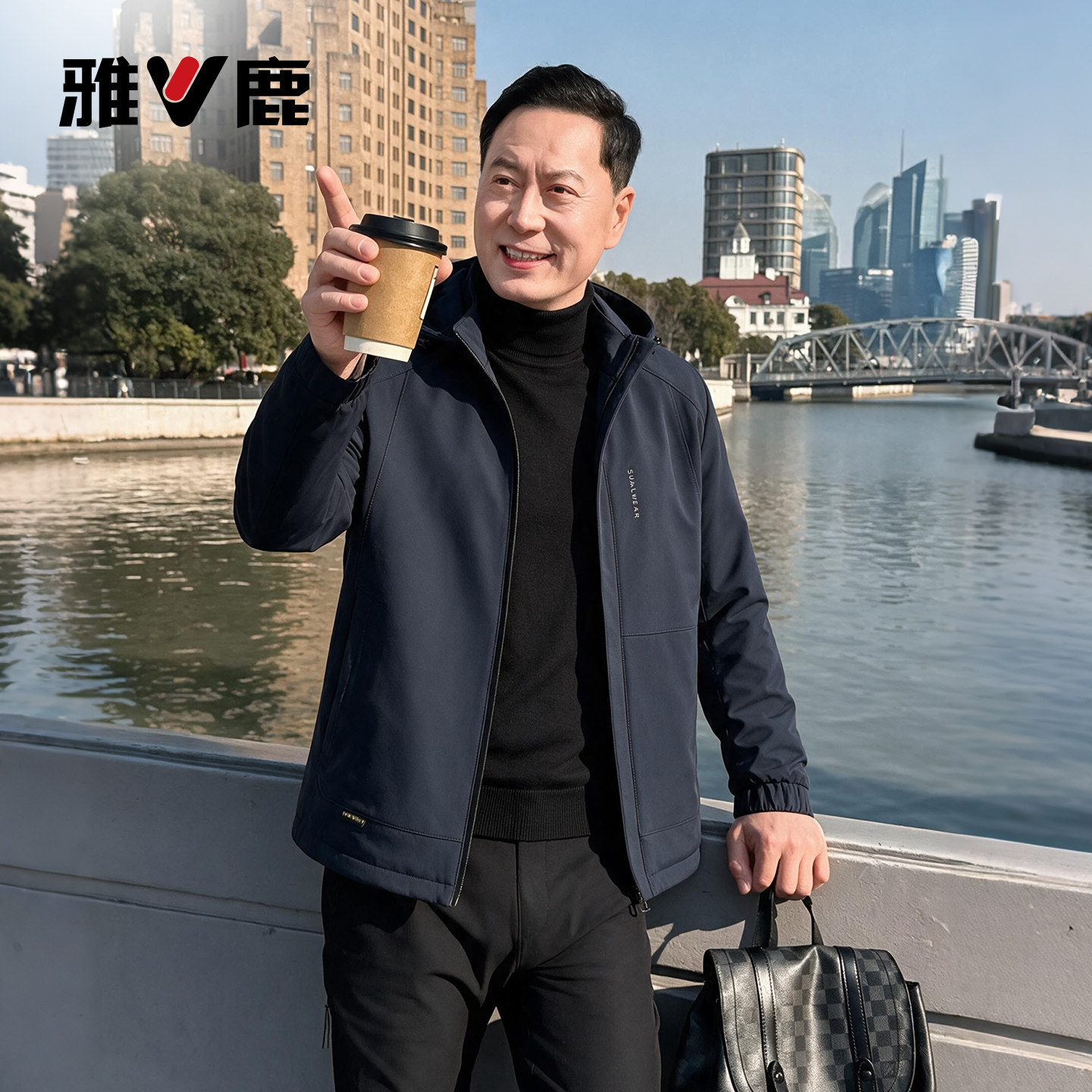 【填充羊毛】薄款棉衣秋冬季休闲连帽中老年男装爸爸装棉服外套