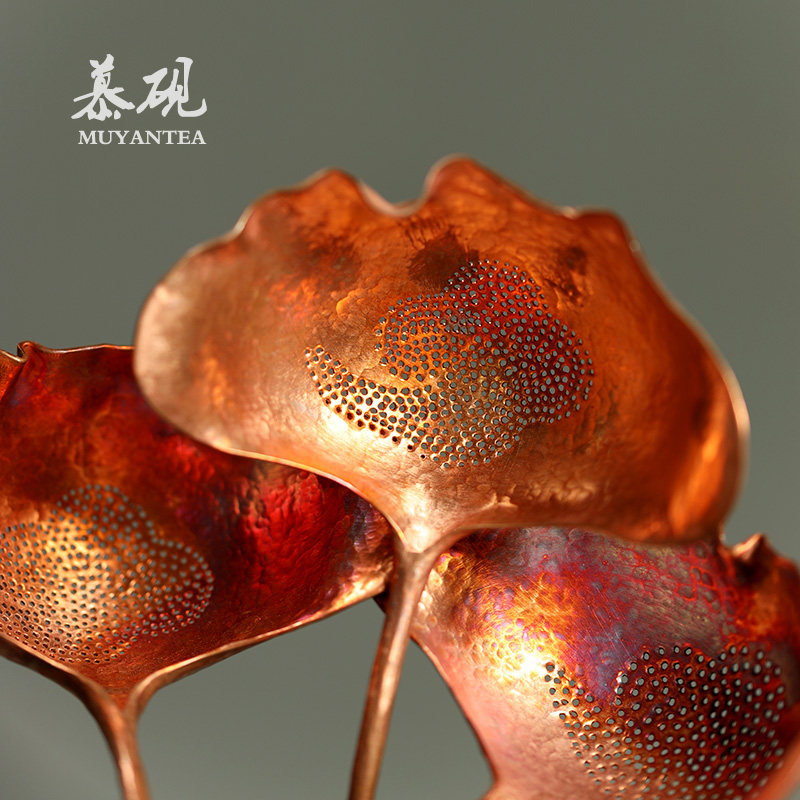 慕砚手作锤纹纯铜莲花茶漏泡茶神器滤茶器茶叶过滤网功夫茶具茶滤