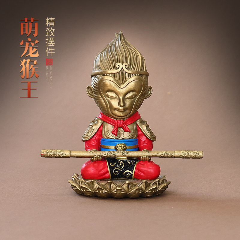 宽和斗战胜佛纯黄铜汽车摆件齐天大圣车饰中控家居办公室装饰品