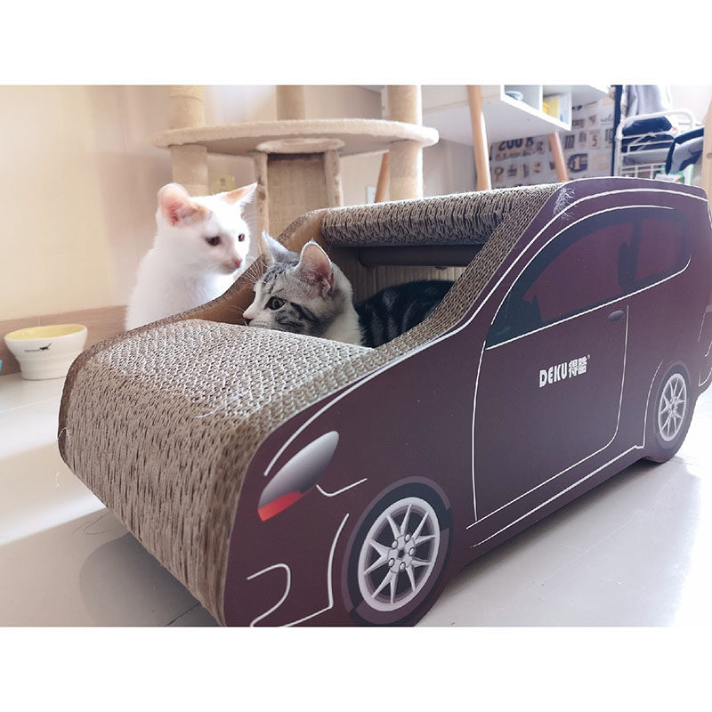 得酷大号猫抓板猫窝车形瓦楞纸耐磨不掉屑猫咪用品磨爪玩具送猫草