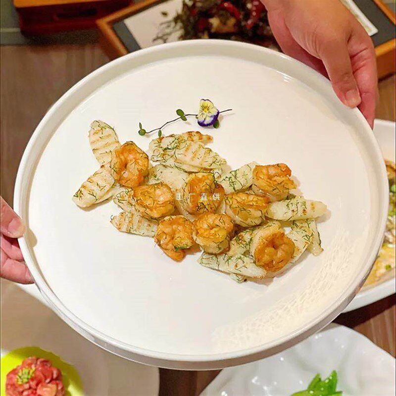 酒店中厨餐具圆形浅盘直边平盘炒菜热菜摆盘特色中式盘Z子会所餐