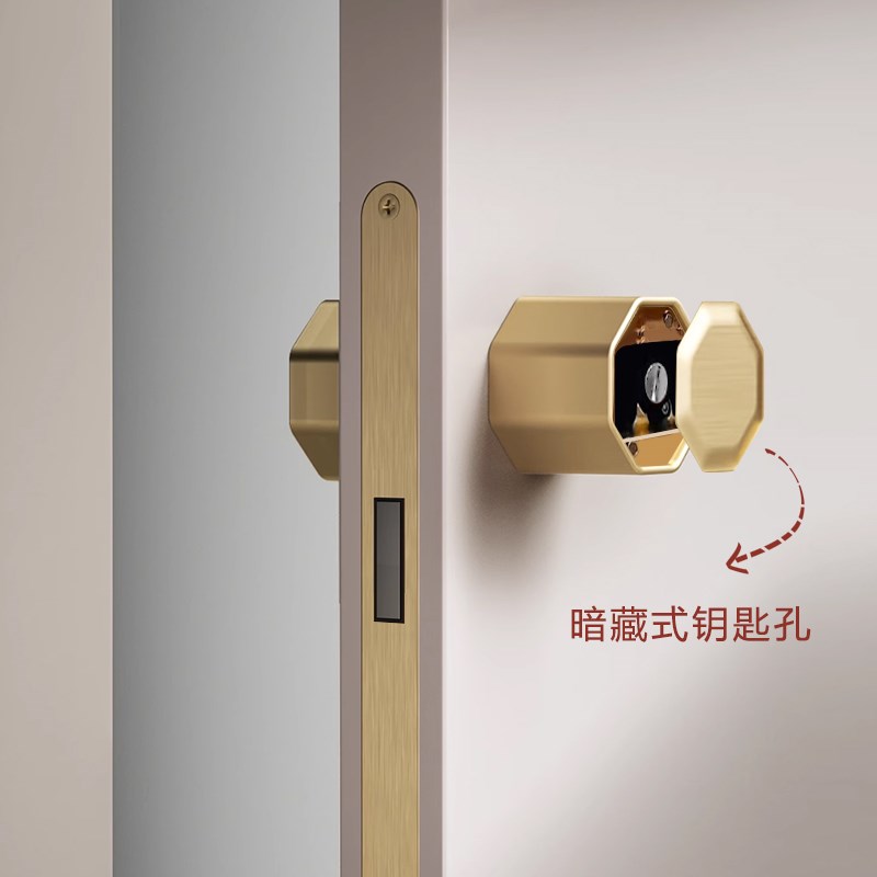 奶油风室内极简球形门锁卧室房门磁吸锁具家用Q静音灰黑色木门把