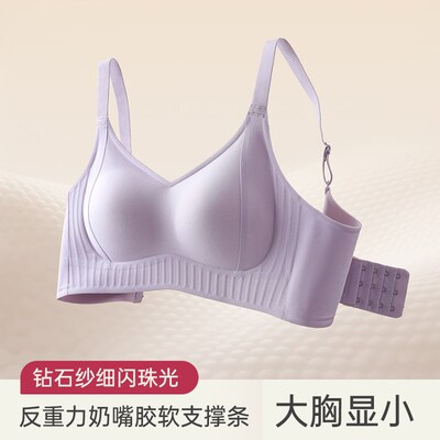 无痕无钢圈大胸显小胸聚拢内衣女收F副乳调整型U型美背文胸上托薄