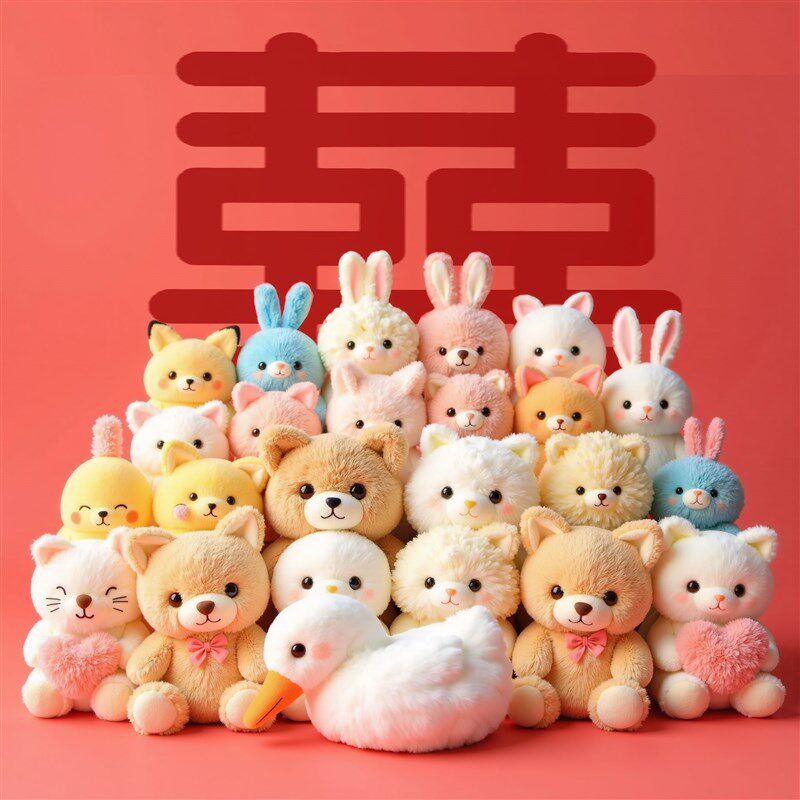 婚庆娃娃高品质婚礼抛洒公仔婚宴互动结婚暖场毛T绒玩具套餐活动