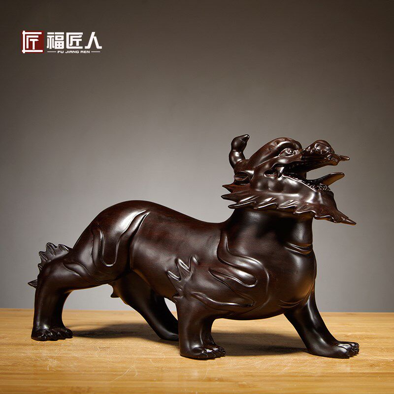 黑檀木雕a貔貅摆件一对大号家居客厅办公室玄关装饰红木工艺品送