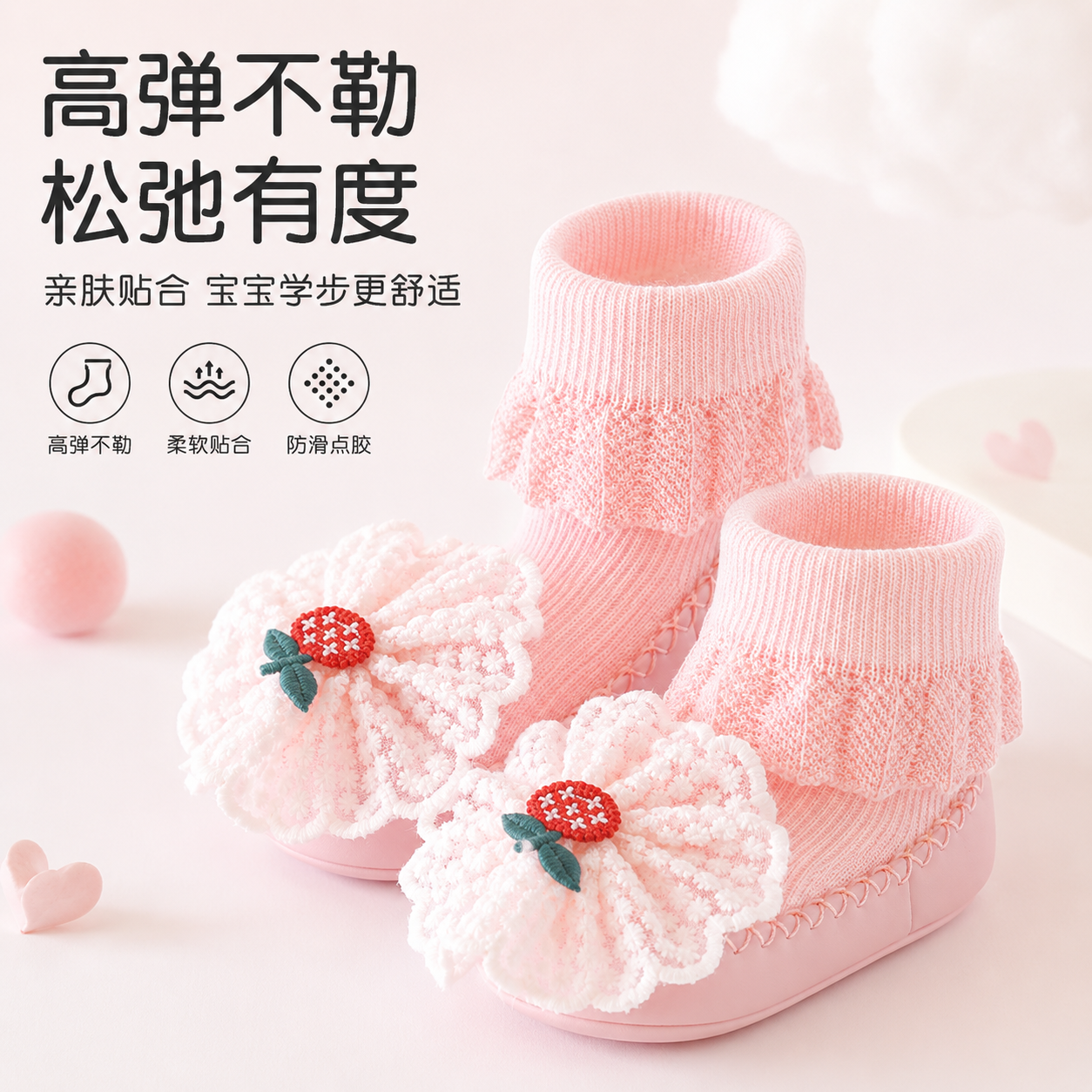 两人匠宝宝学步袜地板袜夏薄款防滑隔凉婴幼儿学步袜室内夏季棉