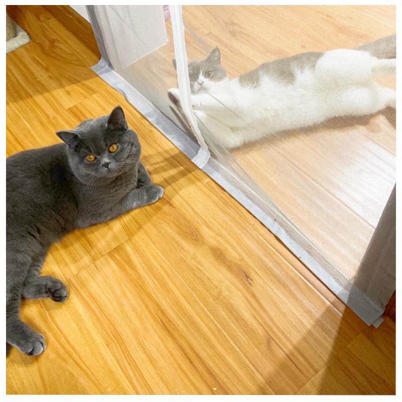 防猫门帘拉链款宠物猫挡s沙门网软打孔门免门纱窗帘挡隔断栏纱门
