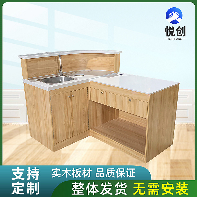 水果店单双层大理石收银台切果台不锈钢J切洗台支持定做水果店货