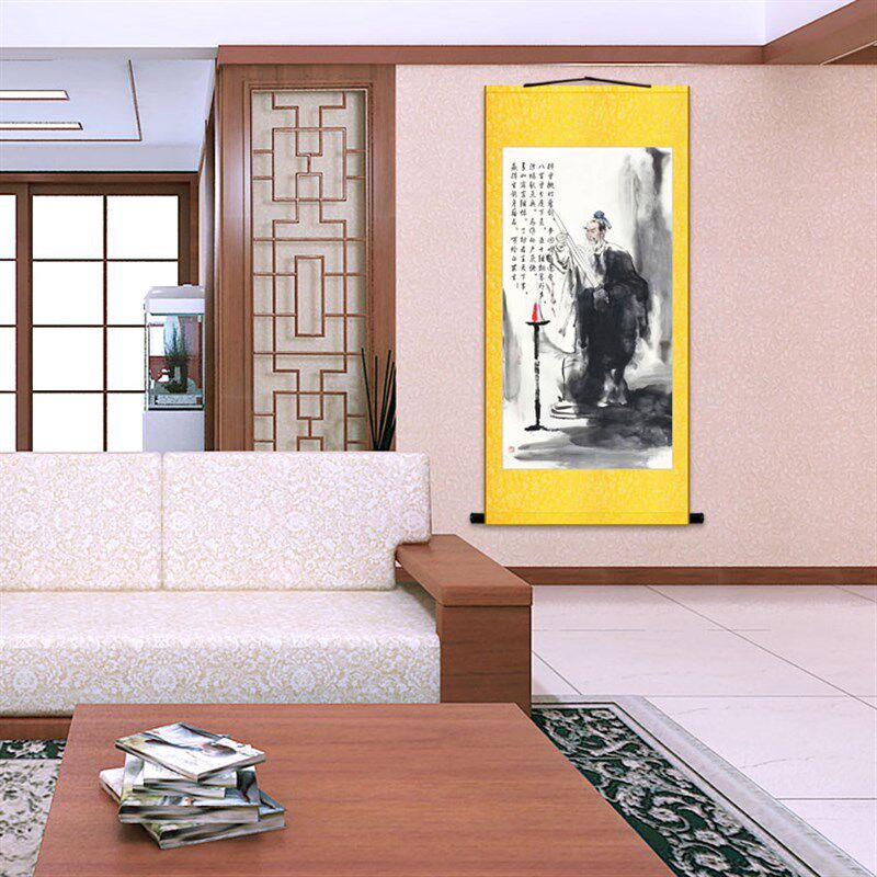 辛弃疾人物画 破阵子 水调歌头醉里挑灯看剑 卷轴挂画 书房装饰画