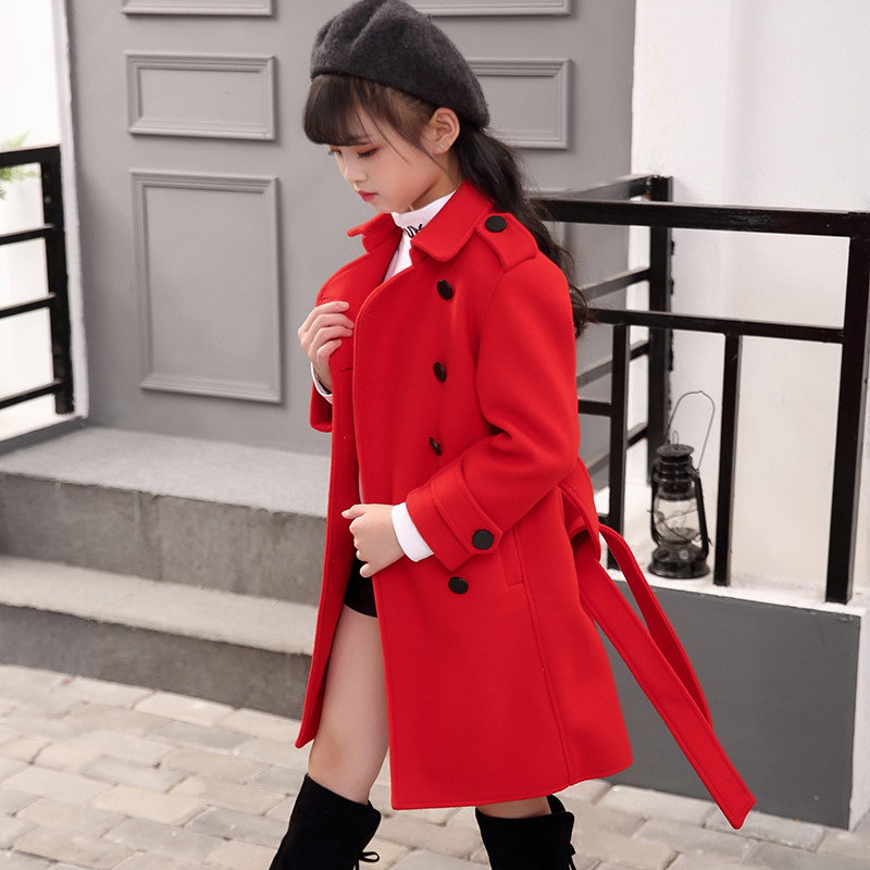 男童毛呢外套2021新款女大童洋气大衣儿童呢子女童妮子男孩中长款
