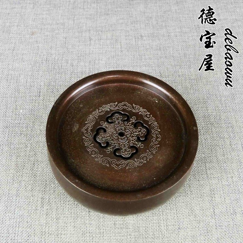 仿古铜茶洗笔洗建水茶钵黄铜带盖水盂干泡壶承茶盘茶渣桶茶杯盆