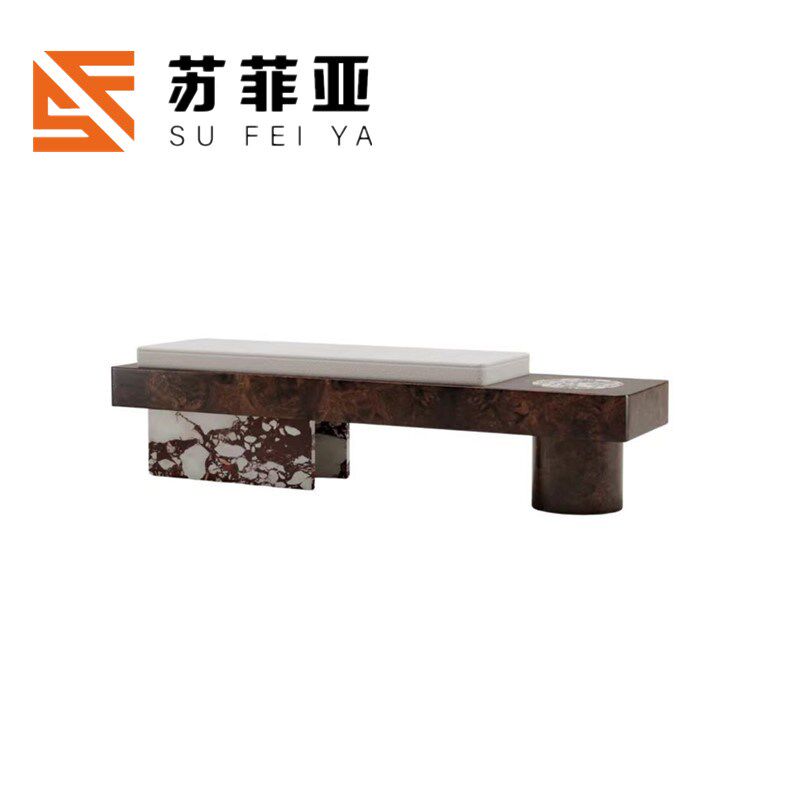 意式轻奢玄关装饰凳 商场休息换鞋凳大理石长条凳 北欧布艺沙发凳