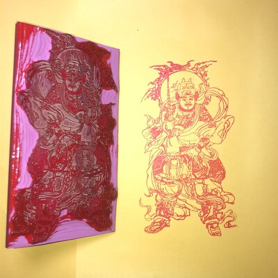 黑虎赵公明玄坛正财神印章 武财神画像年画线稿定制橡胶印戳