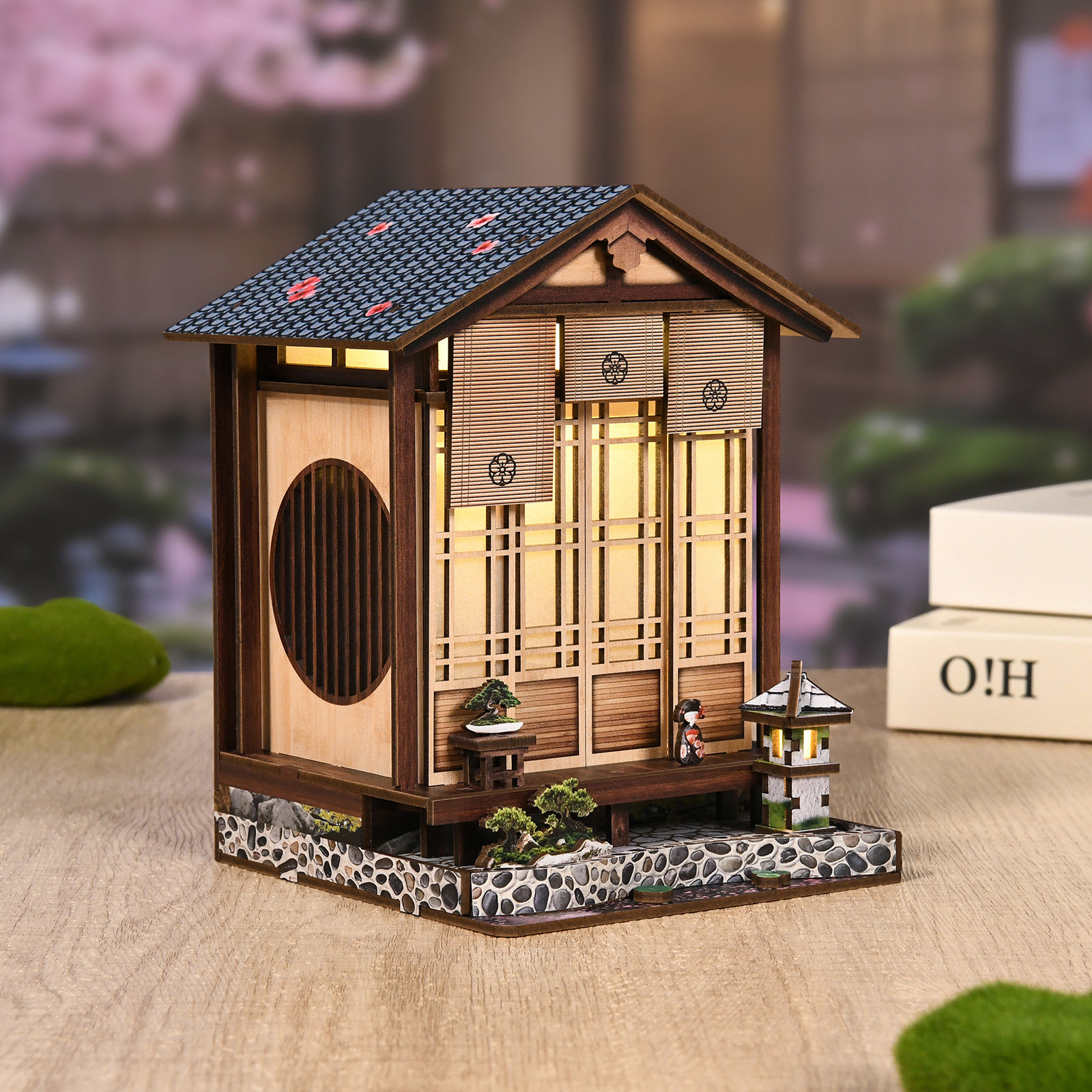 苔灯和庭和风禅意拼装小屋带灯图片