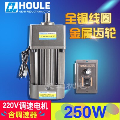 HOULE 豪力 250W速比3-600K轴15mm单相220V交流调速电机配调速器