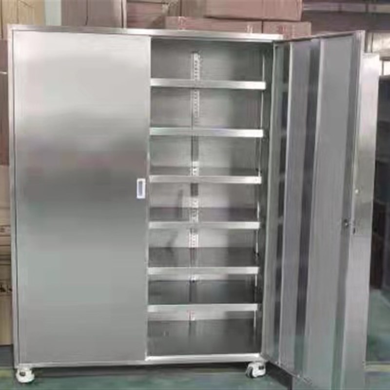 不锈钢对开门资料柜矮柜办公室多层隔板文件收纳柜活动储物柜定制