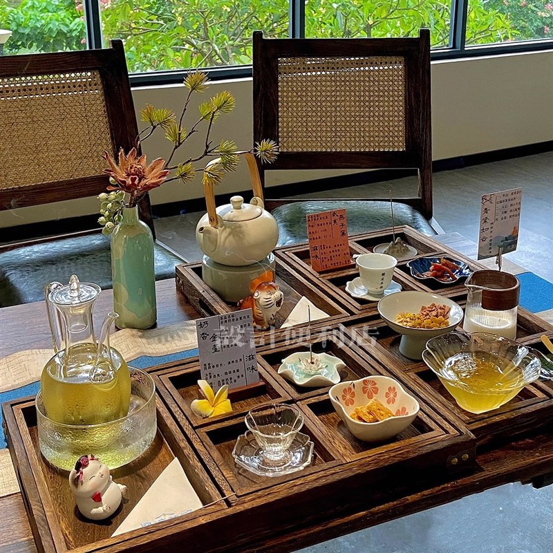 国风茶盘套装组合下午茶七t宫格套餐中式餐厅茶室冷泡茶具实木托