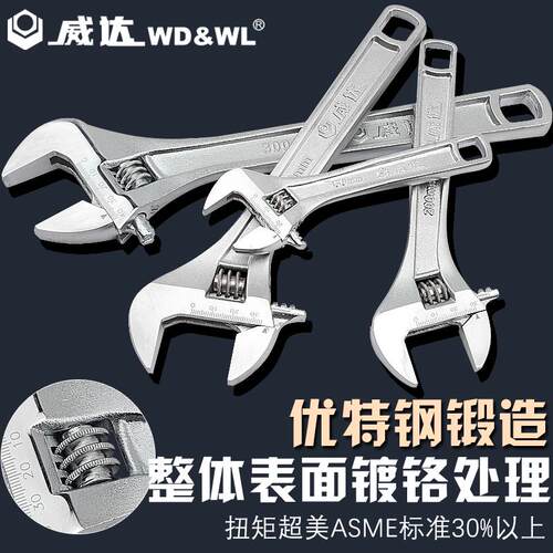 威达欧式方孔活扳手活口扳手欧式重型方孔活口扳手6-24寸活动扳手