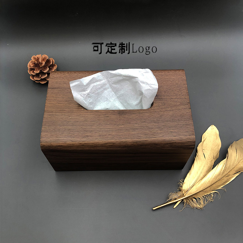 高级酒店a专用黑胡桃全实木纸巾盒 民宿餐厅抽纸盒 可定制雕刻log