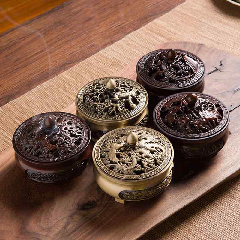 艾条香炉复古全铜檀香炉盘家用室内消杀蚊香盒艾草艾柱香薰炉
