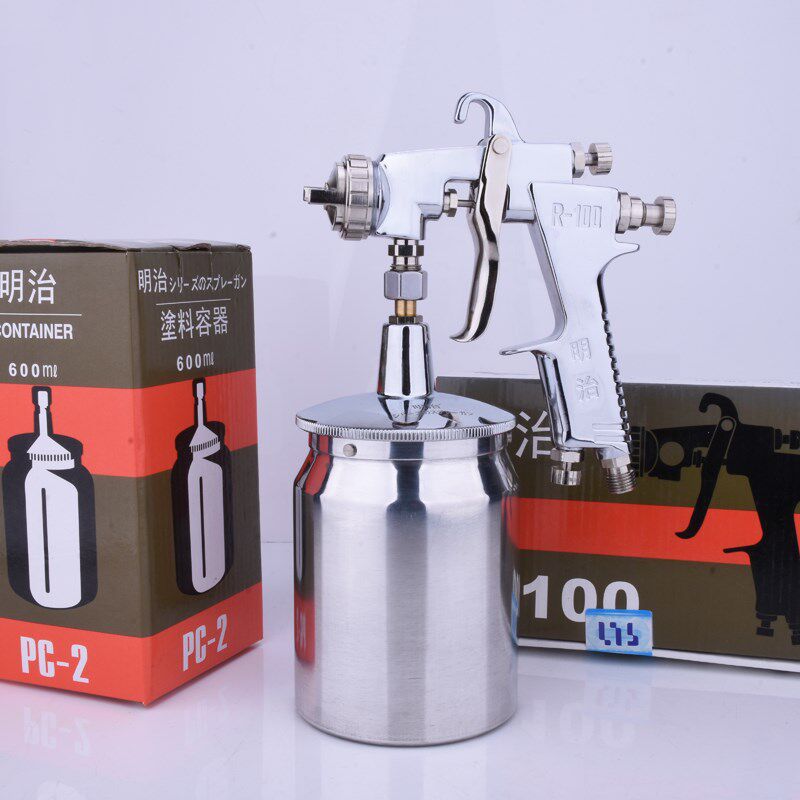 明治W-101气动油漆喷抢R100上下壶汽车家具木器面漆高雾化喷漆枪