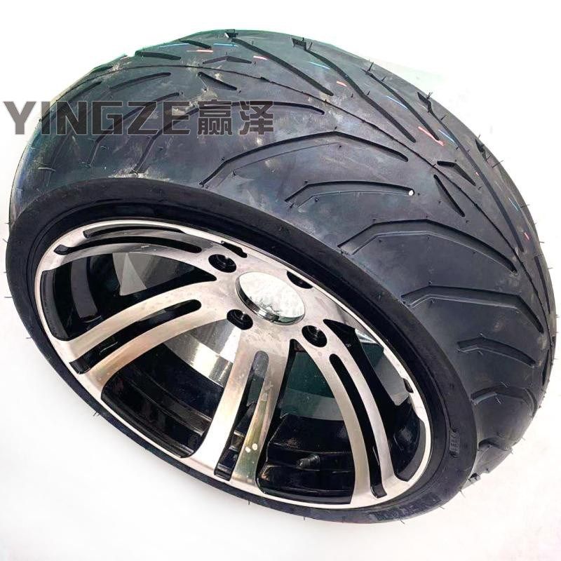 自制四轮摩托车卡丁沙滩车205/40-14寸扁平公路轮胎铝轮毂
