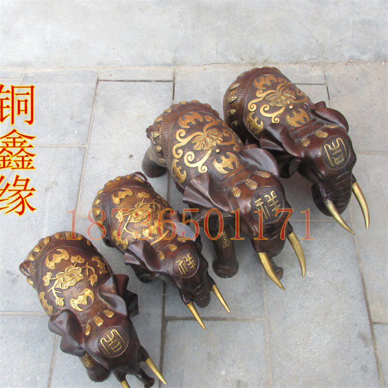 大号纯铜吉祥大象铜大象招财吸水C大象铜器工艺品门厅办公室摆件
