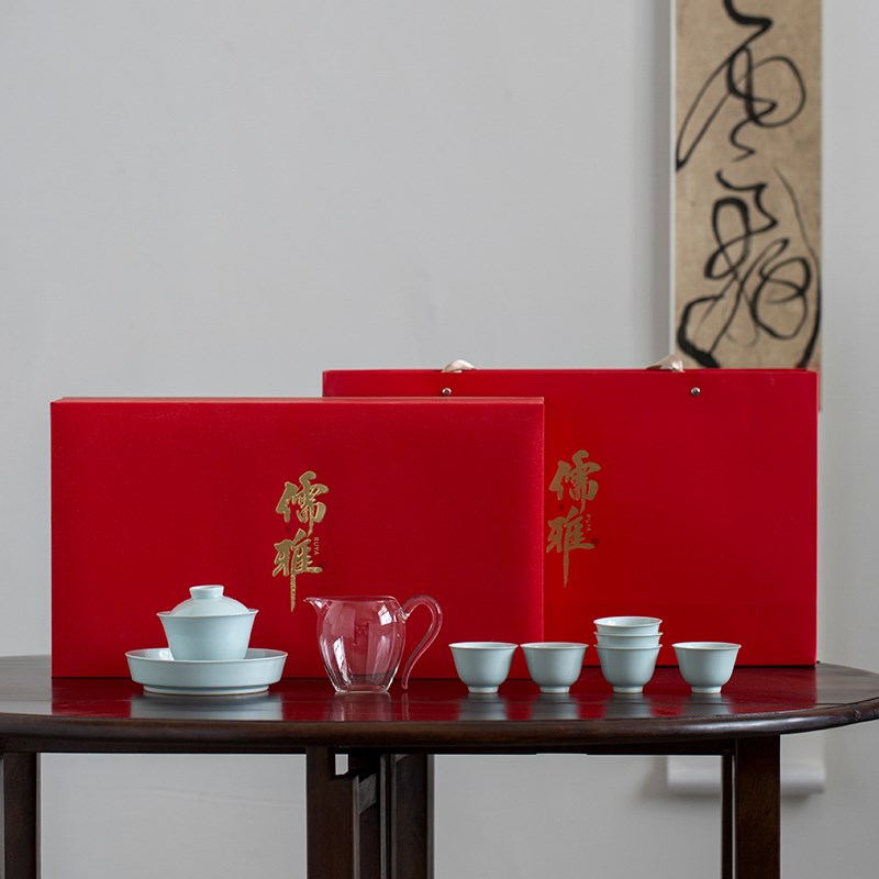 复古仿古胎盖碗茶杯功夫茶具套装办公室会客厅家杯陶瓷泡茶整套